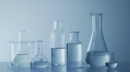 Poster - Various chemical elements in laboratory glassware