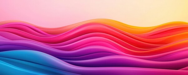 Poster - Multicolored abstract waves, fluid motion, clean background, 3D illustration 