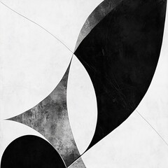 Wall Mural - Abstract black and white geometric shapes with texture.