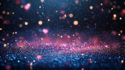 Poster - Glistening particles scatter across a dark background creating a vibrant atmosphere filled with color and texture