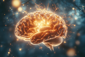 Poster - A glowing, intricate brain representation symbolizing thought and creativity.