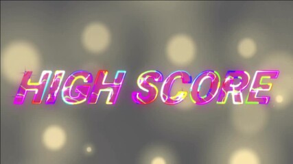 Poster - Animation of high score text over light spots on black background