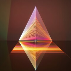 Poster - Abstract colorful geometric shape with reflection on dark background.