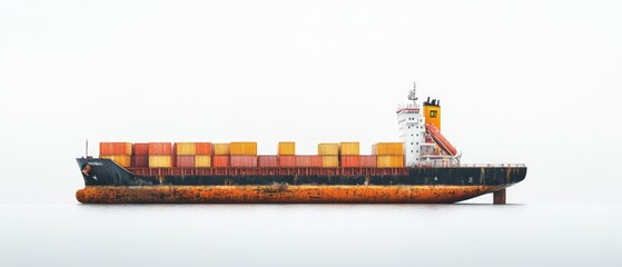 Wall Mural - Aerial view of shipyard, rows of containers, global trade scene, 3D illustration