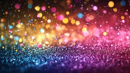 Poster - Colorful sparkling background with vibrant bokeh effect in a gradient of colors at night