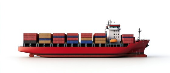 Wall Mural - Aerial view of shipyard, rows of containers, global trade scene, 3D illustration