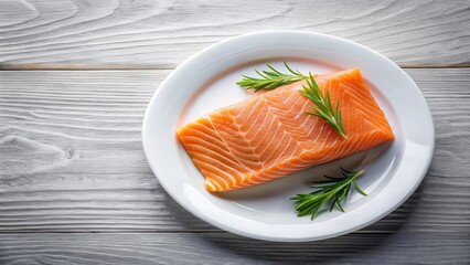 Fresh raw salmon fillet on a white plate , seafood, food, fresh, raw, salmon, fillet, healthy, omega-3, nutrition, gourmet