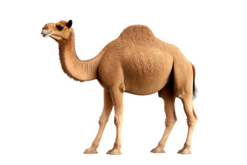 brown camel looking isolated on white.