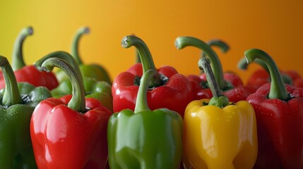 Poster - Multiple chili peppers with their stems intact, showing a shiny texture and vibrant colors