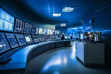 Sticker - Modern Nuclear Control Room with High-Tech Monitoring Equipment  