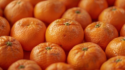 Poster - Tangerines spread out evenly across a clean surface, emphasizing their juicy and refreshing appearance with detailed textures.