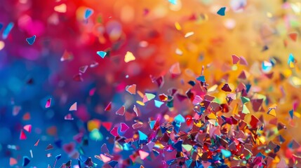 Aufkleber - Abstract multicolored background with small falling pieces, vibrant and colorful, artistic and dynamic