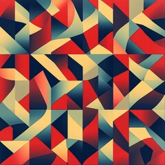 Sticker - Abstract geometric background with red, blue, and yellow shapes.