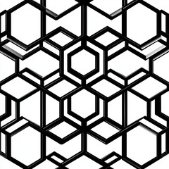 Wall Mural - Abstract geometric pattern of black hexagons on a white background.