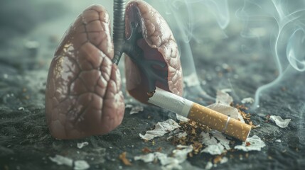 Aufkleber - Clean lungs illustration next to a broken cigarette