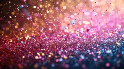 Poster - Colorful glitter shines brightly in the light during a festive celebration at night, creating a magical atmosphere
