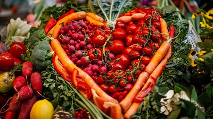 Poster - Fresh vegetables arranged in the shape of a heart