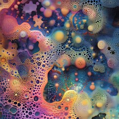 Sticker - Abstract pattern of colorful bubbles and dots.