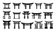 © Aleksandr - Japanese torii gate Asian religious black monochrome silhouette set vector flat illustration