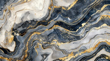 Poster - Abstract gold & gray marble