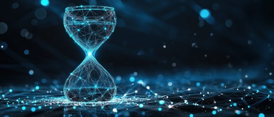 Wall Mural - Futuristic Digital Hourglass with Network Connection technology background.