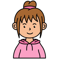 Sticker - little girl with hair in a bun