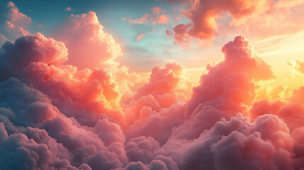 Wall Mural - The sky is filled with pink clouds, creating a serene and peaceful atmosphere