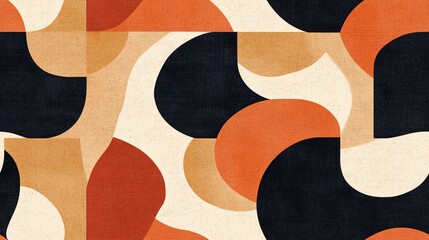 Poster - Abstract Geometric Seamless Pattern in Warm Tones 