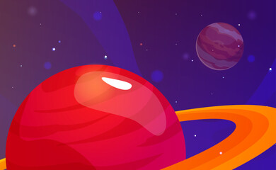 Wall Mural - Vector space background with fantastic planets for user gaming interface.