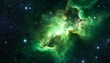 © FREDCassandra - Vibrant Green Nebula in Deep Space with Stars and Dark Background - Stunning Astronomical Phenomenon and Cosmic Clouds for Science and Astronomy Enthusiasts