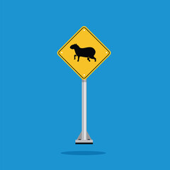 road sign icon, capybara crossing road on yellow rhombus board. suitable for poster use and web icon