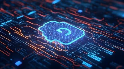 Poster - A digital representation of a file icon with a padlock symbol over it, displayed on a virtual desktop or cloud interface.