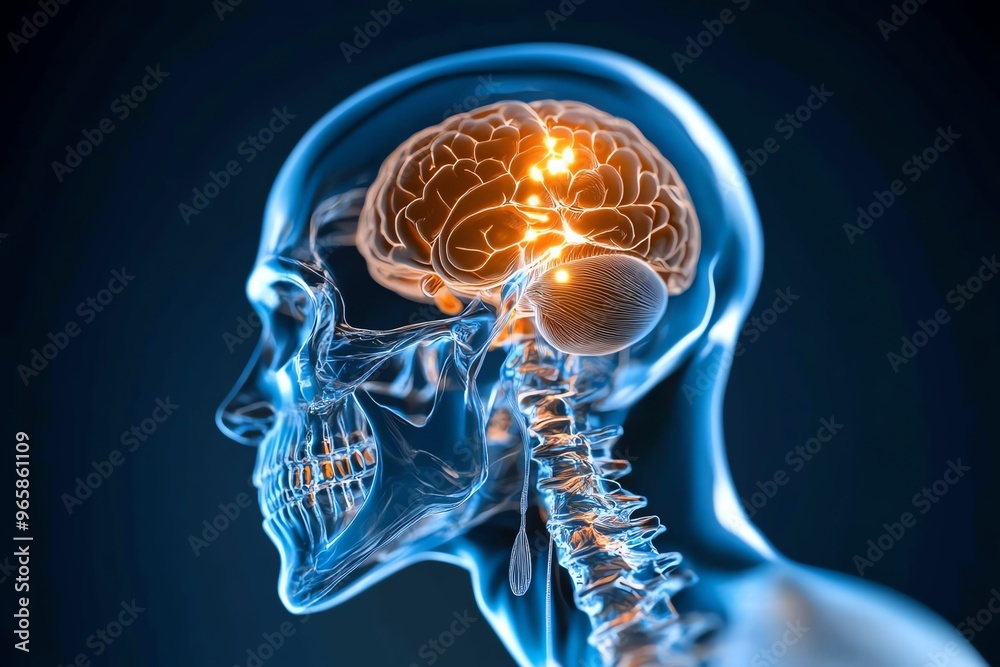 Brain communicating with the body sending signals through the nervous ...