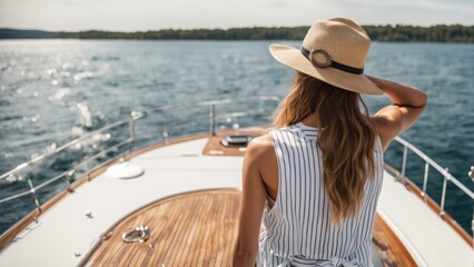 Wall Mural - woman on a yacht