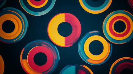 Poster - Colorful abstract illustration depicting circular patterns on a dark background