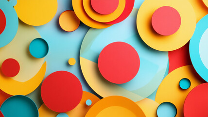 Vibrant paper circles in various sizes and colors arranged creatively on a bright background