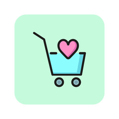 Poster - Add to favorites line icon. Shopping chart, like, heart. Shopping concept. Vector illustration can be used for topics like modern life, economy, shopping