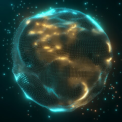 Poster - 3D Globe Visualization with Light Particles Representing Global Data Networks