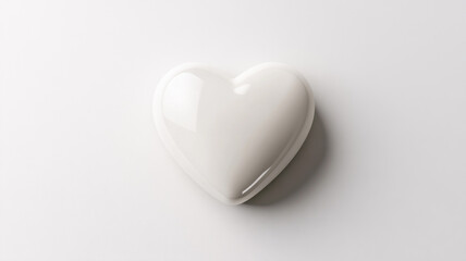 Poster - A smooth white heart shape resting on a soft surface with serene lighting for a calming effect