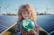 © Kanokmai - A young child holding a globe with Sustainable concept