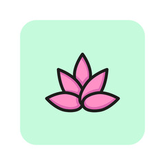 Poster - Lotus flower line icon. Floral, natural, plant. SPA concept. Vector illustration can be used for topics like rest, relax, spa center, resort