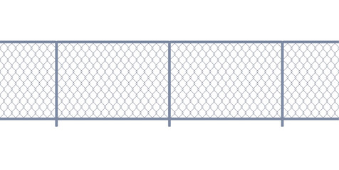 Fence from wire mesh line seamless pattern. Black silhouette fence, chain link border, graphic boundary, barrier. Safety grid wall. Vector illustration