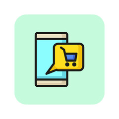 Poster - Mobile shopping line icon. Shopping chart, phone, screen. Shopping concept. Vector illustration can be used for topics like internet, online, shopping