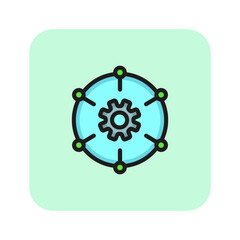 Poster - Multimanagement line icon. Gear, different stages, component, content. Management concept. Vector illustration can be used for office work, job, training