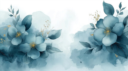 Wall Mural - A beautiful blue flower with gold accents