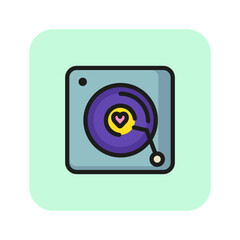 Poster - Romantic song line icon. Vinyl, music, turn-table. Wedding concept. Vector illustration can be used for topics like marriage, merry, love, family