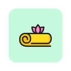 Poster - SPA towel line icon. Soft, flower, relaxation. SPA concept. Vector illustration can be used for topics like rest, relax, spa center, resort