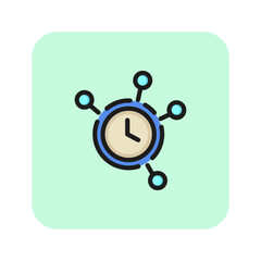 Poster - Time management line icon. Clock, stages, period. Management concept. Vector illustration can be used for office work, job, training