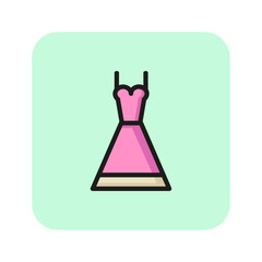 Poster - Wedding dress line icon. Dress, long, bride. Wedding concept. Vector illustration can be used for topics like marriage, merry, love, family