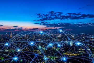 Poster - The concept of wireless communication networks. IoT (Internet of Things). ICT (Information Communication Technology).